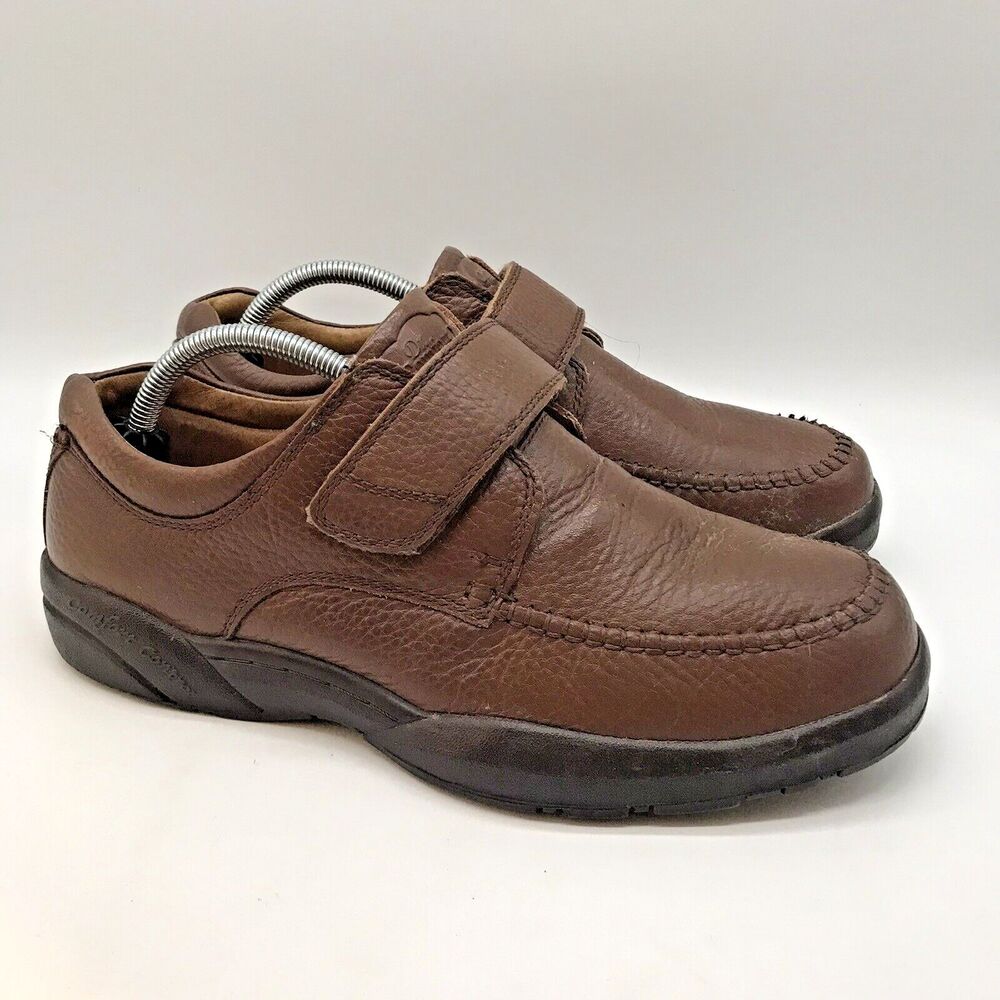 Dr. Comfort Scott 9020 Comfort Shoe Men's 9.5W Brown Leather Low Top Hook & Loop